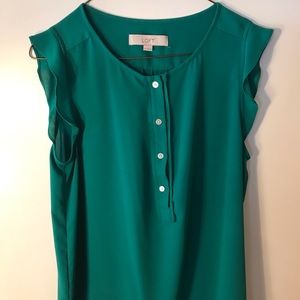 Loft sleeveless ruffle blouse